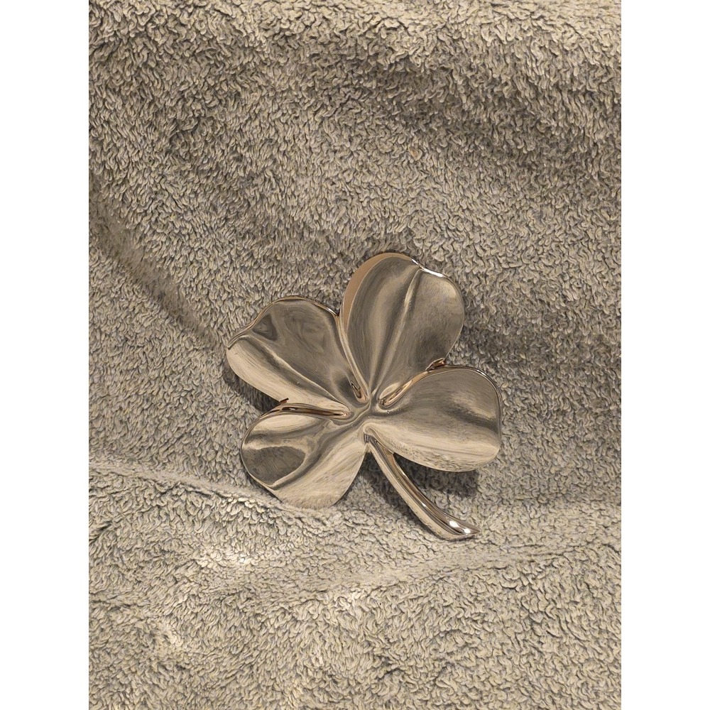 Vintage Gerity G48 Four Leaf Clover Shamrock Paperweight Engraved Silver Tone